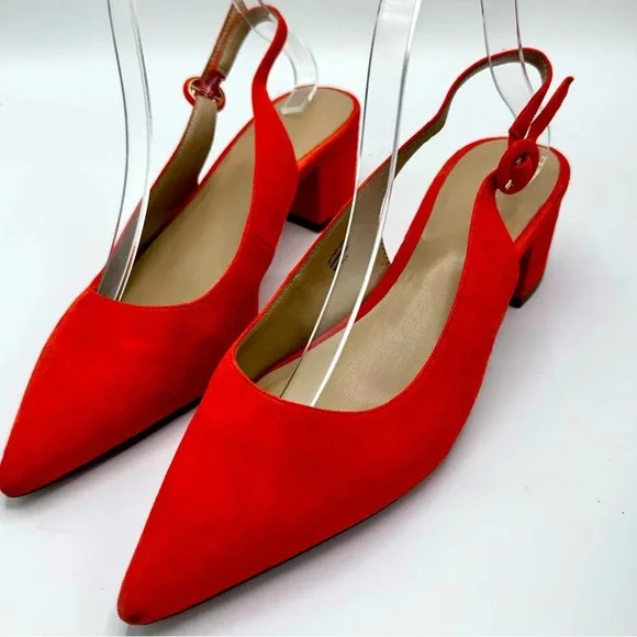 Ann Taylor Sling Backs with chunky heel size 7.5 orange in color - Picture 3 of 8